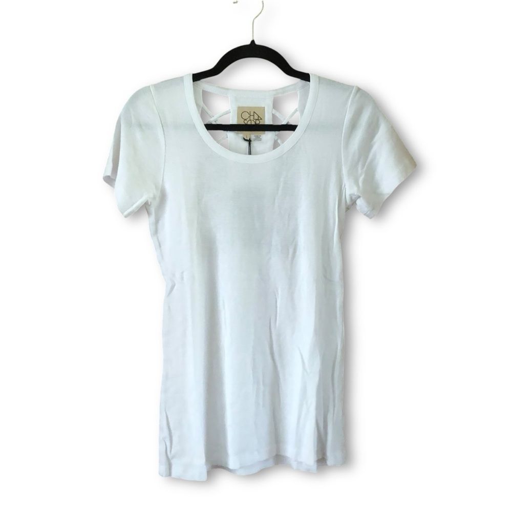 Chaser White Long Line Tee Back Lattice Panels NWT Size Large Edgy Casual